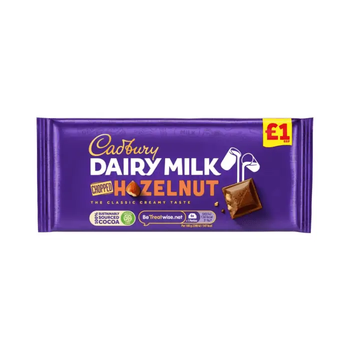 Cadbury Dairy Milk Chopped Hazelnut Bar - UK
