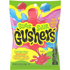 Gushers Super Sour -Blueberry, Mixed berry, Raspberry lemonade